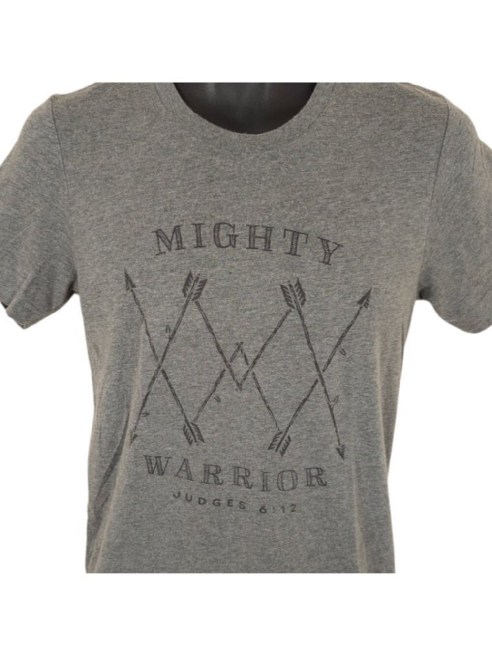 Christian T Shirt Mens Size XS Gray Mighty Warrior Judges 6:12 Gideon Angel